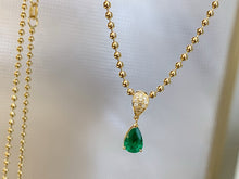 Load image into Gallery viewer, LUOWEND 18K Yellow Gold Natural Emerald Pendant for Women