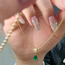 Load image into Gallery viewer, LUOWEND 18K Yellow Gold Natural Emerald Pendant for Women
