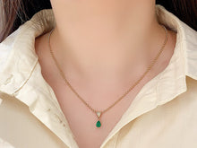 Load image into Gallery viewer, LUOWEND 18K Yellow Gold Natural Emerald Pendant for Women