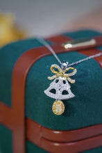 Load image into Gallery viewer, LUOWEND 18K White Gold Real Natural Yellow Diamond Pendant Necklace for Women
