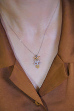 Load image into Gallery viewer, LUOWEND 18K White Gold Real Natural Yellow Diamond Pendant Necklace for Women