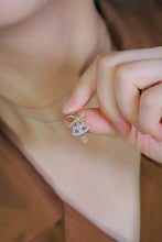 Load image into Gallery viewer, LUOWEND 18K White Gold Real Natural Yellow Diamond Pendant Necklace for Women