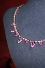 Load image into Gallery viewer, LUOWEND 18K Rose Gold Natural Aquamarine Real Diamond Necklace for Women