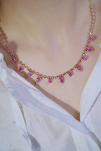 Load image into Gallery viewer, LUOWEND 18K Rose Gold Natural Aquamarine Real Diamond Necklace for Women