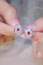 Load image into Gallery viewer, LUOWEND 18K White Gold Natural Ruby Real Diamond Stud Earrings for Women