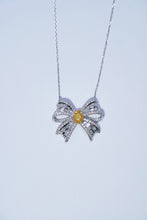 Load image into Gallery viewer, LUOWEND 18K White Gold Real Natural Yellow Diamond Pendant Necklace for Women