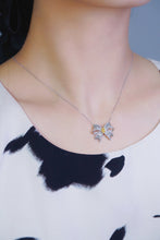 Load image into Gallery viewer, LUOWEND 18K White Gold Real Natural Yellow Diamond Pendant Necklace for Women