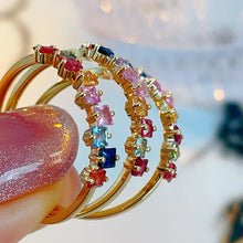Load image into Gallery viewer, LUOWEND 18K Yellow Gold Natural Color Sapphire Ring for Women