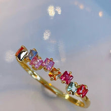 Load image into Gallery viewer, LUOWEND 18K Yellow Gold Natural Color Sapphire Ring for Women