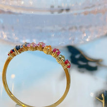 Load image into Gallery viewer, LUOWEND 18K Yellow Gold Natural Color Sapphire Ring for Women