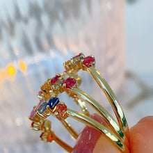 Load image into Gallery viewer, LUOWEND 18K Yellow Gold Natural Color Sapphire Ring for Women