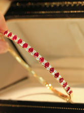 Load image into Gallery viewer, LUOWEND 18K Yellow Gold Natural Ruby Bangle for Women