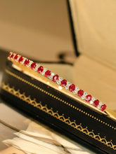 Load image into Gallery viewer, LUOWEND 18K Yellow Gold Natural Ruby Bangle for Women