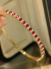 Load image into Gallery viewer, LUOWEND 18K Yellow Gold Natural Ruby Bangle for Women