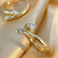 Load image into Gallery viewer, LUOWEND 18K Yellow Gold Natural Diamond Ring for Women