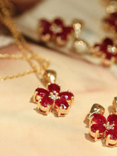 Load image into Gallery viewer, LUOWEND 18K Yellow Gold Natural Ruby Pendant Necklace for Women
