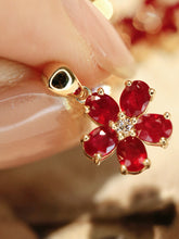 Load image into Gallery viewer, LUOWEND 18K Yellow Gold Natural Ruby Pendant Necklace for Women