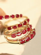 Load image into Gallery viewer, LUOWEND 18K Yellow Gold Natural Ruby Ring for Women