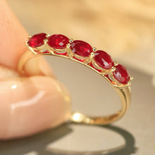 Load image into Gallery viewer, LUOWEND 18K Yellow Gold Natural Ruby Ring for Women