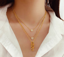 Load image into Gallery viewer, LUOWEND 18K Yellow Gold Real Natural Diamond Pendant Necklace for Women