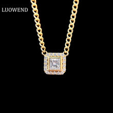 Load image into Gallery viewer, LUOWEND 18K Yellow Gold Real Natural Diamond Pendant Necklace for Women