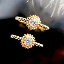 Load image into Gallery viewer, LUOWEND 18K Yellow Gold Real Natural Diamond Ring for Women