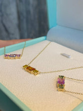 Load image into Gallery viewer, LUOWEND 18K Yellow Gold Natural Color Sapphire Necklace for Women