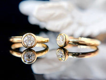 Load image into Gallery viewer, LUOWEND 18K Yellow Gold Real Natural Diamond Ring for Women