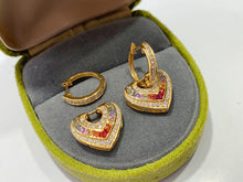 Load image into Gallery viewer, LUOWEND 18K Yellow Gold Natural Color Sapphire Earrings for Women