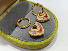 Load image into Gallery viewer, LUOWEND 18K Yellow Gold Natural Color Sapphire Earrings for Women