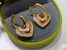 Load image into Gallery viewer, LUOWEND 18K Yellow Gold Natural Color Sapphire Earrings for Women
