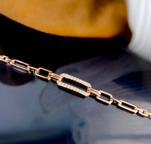 Load image into Gallery viewer, LUOWEND 18K Rose or Yellow Gold Real Natural Diamond Bracelet for Women