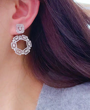 Load image into Gallery viewer, LUOWEND 18K White Gold Real Natural Diamond Earrings for Women