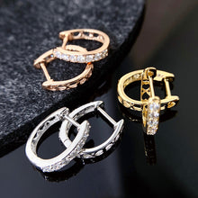 Load image into Gallery viewer, LUOWEND 18K Gold Real Natural Diamond Hoop Earrings for Women