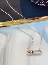Load image into Gallery viewer, LUOWEND 18K Yellow Gold Natural Diamond and Color Sapphire Necklace for Women