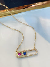 Load image into Gallery viewer, LUOWEND 18K Yellow Gold Natural Diamond and Color Sapphire Necklace for Women
