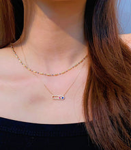 Load image into Gallery viewer, LUOWEND 18K Yellow Gold Natural Diamond and Color Sapphire Necklace for Women