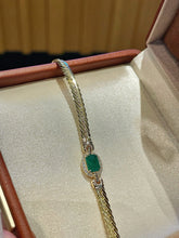Load image into Gallery viewer, LUOWEND 18K Yellow Gold Natural Emerald Necklace for Women