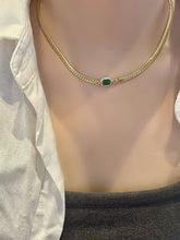Load image into Gallery viewer, LUOWEND 18K Yellow Gold Natural Emerald Necklace for Women