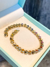 Load image into Gallery viewer, LUOWEND 18K Yellow Gold Natural Color Sapphire Bracelet for Women
