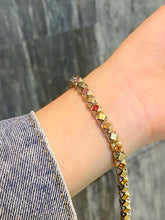 Load image into Gallery viewer, LUOWEND 18K Yellow Gold Natural Color Sapphire Bracelet for Women
