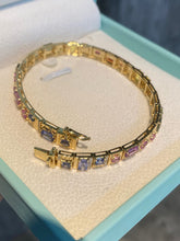 Load image into Gallery viewer, LUOWEND 18K Yellow Gold Natural Color Sapphire Bracelet for Women