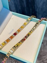 Load image into Gallery viewer, LUOWEND 18K Yellow Gold Natural Color Sapphire Bracelet for Women