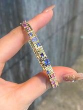 Load image into Gallery viewer, LUOWEND 18K Yellow Gold Natural Color Sapphire Bracelet for Women