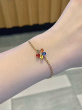 Load image into Gallery viewer, LUOWEND 18K Yellow Gold Natural Color Sapphire Bracelet for Women