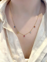 Load image into Gallery viewer, LUOWEND 18K Yellow Gold Natural Color Sapphire Necklace for Women