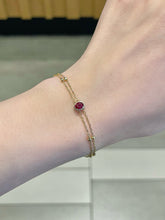 Load image into Gallery viewer, LUOWEND 18K Yellow Gold Natural Ruby Bracelet for Women