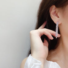 Load image into Gallery viewer, LUOWEND 18K White Gold Real Natural Diamond Drop Earrings for Women