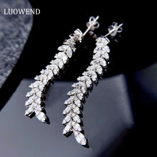 Load image into Gallery viewer, LUOWEND 18K White Gold Real Natural Diamond Drop Earrings for Women