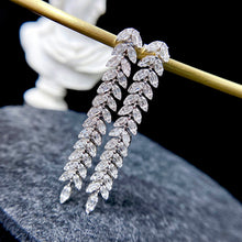 Load image into Gallery viewer, LUOWEND 18K White Gold Real Natural Diamond Drop Earrings for Women